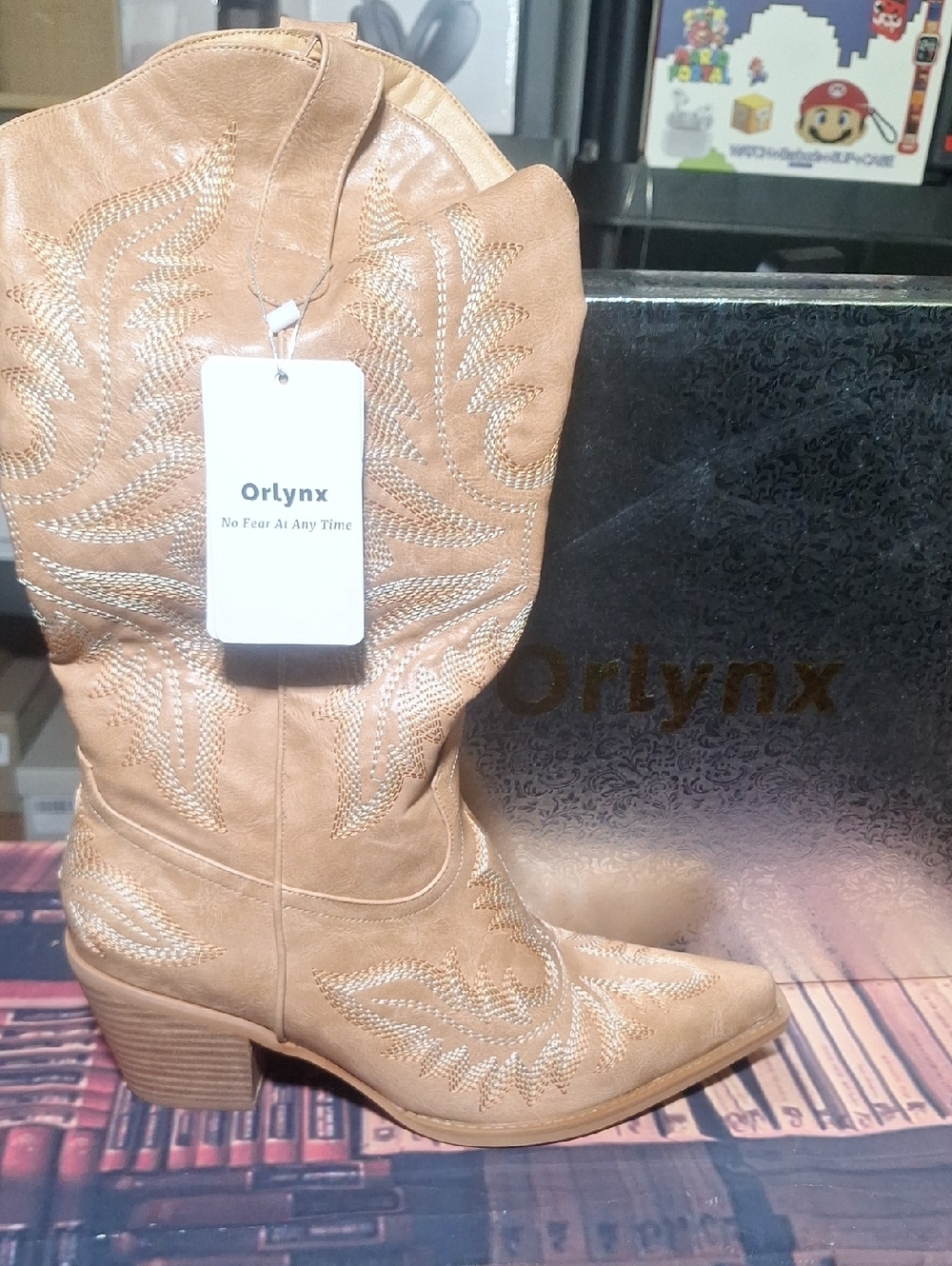 Women's Tan Western Embroidered Cowboy Boots